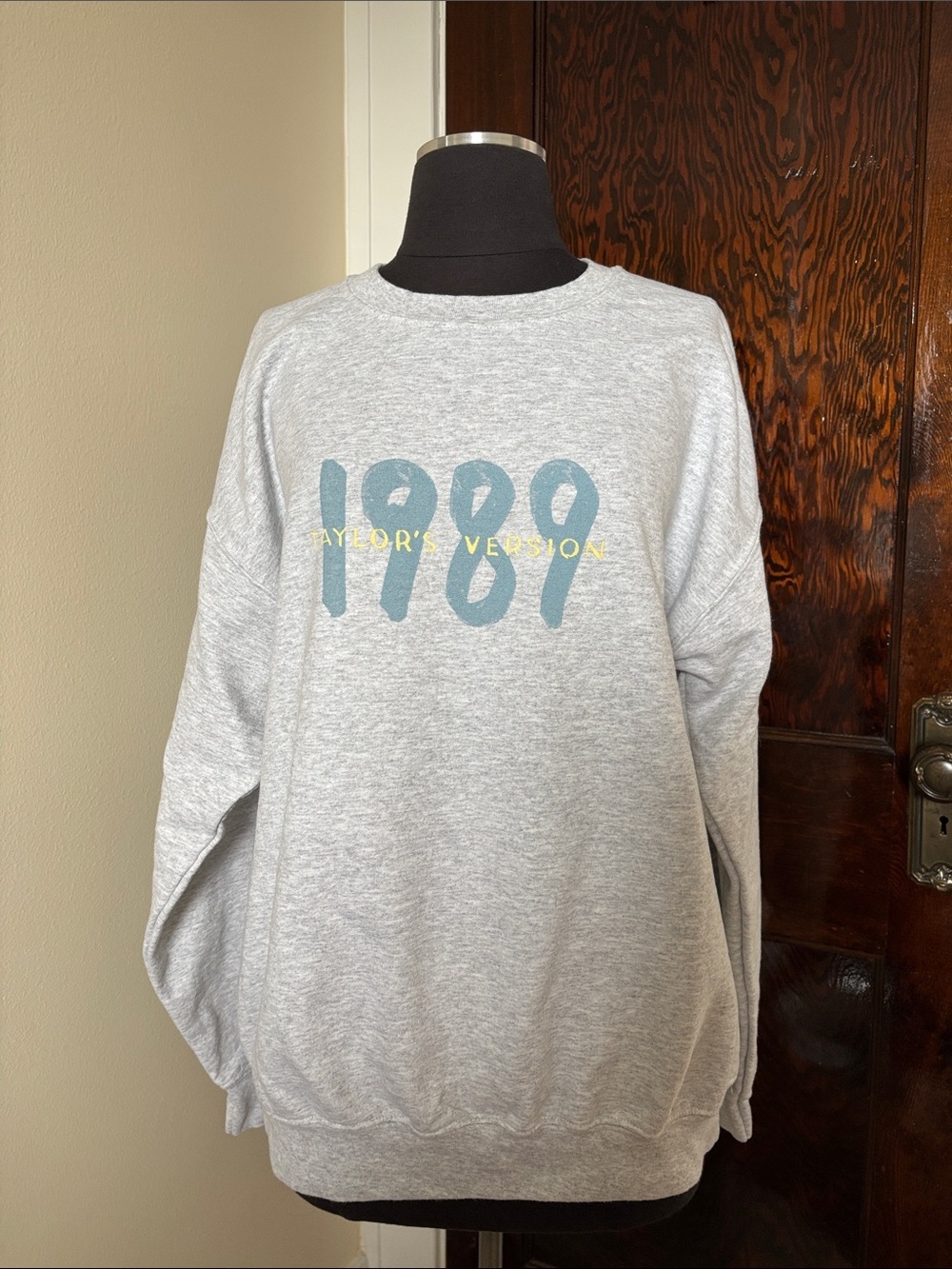 Gray 1989 Taylors Version Crewneck Sweater with Tracklist Comfy Beachy Classic